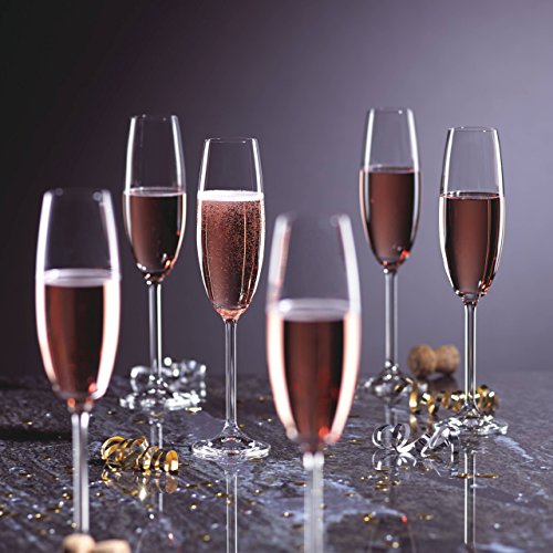 Lenox Champagne Flutes, Tuscany Classics 8 Oz Champagne Glasses Set of 6, 1.5 x 10-inch, Clear European Glass, Stemware, Dishwasher Safe, Wedding Decor, New Years, 8 Oz Flute Glasses (6-Piece)
