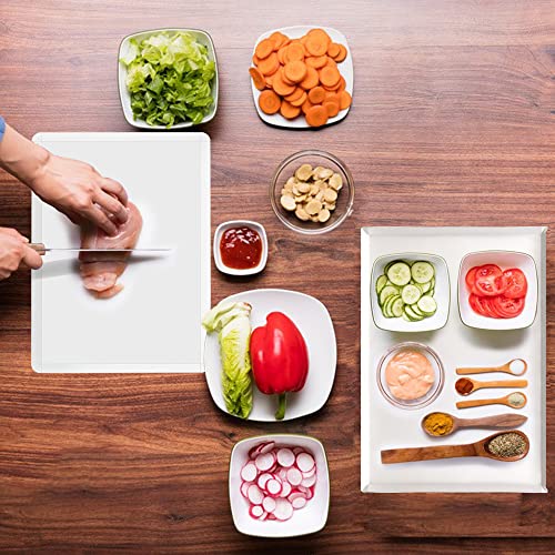 ZVP Disposable Cutting Boards 30 Count, Collapsible Cutting Board Sheet with Built-in Crease, Flexible Plastic Cutting Mat for Kitchen and Commercial Use, 17 x 12 In White