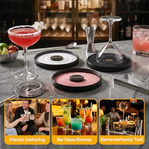 Mingting 3 Tier Margarita Salt Rimmer Set with Lid, Stackable 3-Tier Glass Rimmer for Cocktail, Salt & Sugar Rimmer for Margaritas, Bloody Marys & Micheladas, Home Bar Accessories