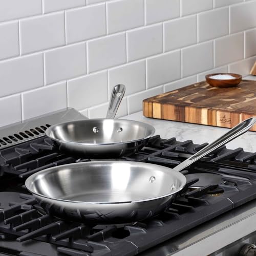 All-Clad D3® Stainless Steel 8 and 10 inch Frying Pans Set - Made in the USA- The Original Bonded Professional Cookware- Oven Safe & Induction Compatible