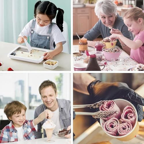 Instant Ice Cream Maker,Rolled Ice Cream Maker, Soft Serve Ice Cream maker,Perfect for Frozen Yogurt, and More! Food grade stainless steel ice cream roll machine for home us (white)