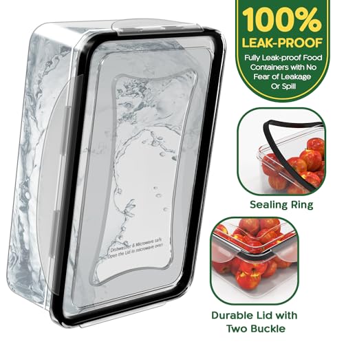 RockBerry 56 PCS Food Storage Containers with Lids Airtight- Plastic Container for Pantry Kitchen Organization-Microwave Dishwasher,Freezer Safe 100% Leak Proof (28 Stackable Boxes-28 Lids)