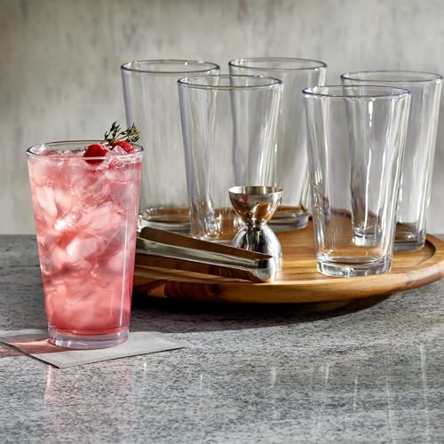 PR1M3 Set of 6 Drinking Glasses,16oz Heavy Base, Margarita Glass Cups Pint Glasses to Cocktail Clear Tall Beer Glasses, Water Glasses, Bar Glass, Juice, Iced Tea - Dishwasher Safe.