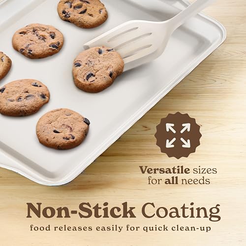 Country Kitchen Nonstick Stackable Bakeware Set - Heavy Duty, Durable, Easy Release Baking Set, Cream, 10 Pcs