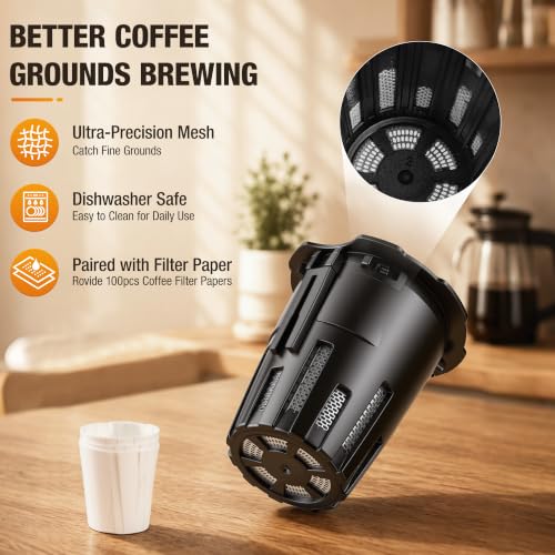 BLACKSMITH FAMILY French Press Coffee Maker - Dual Brew Coffee Press for K Cup Pod & Ground Coffee, Fast Brewing for Clean Flavor,Less Bitterness, Small Coffee Maker for Home, Office & Travel