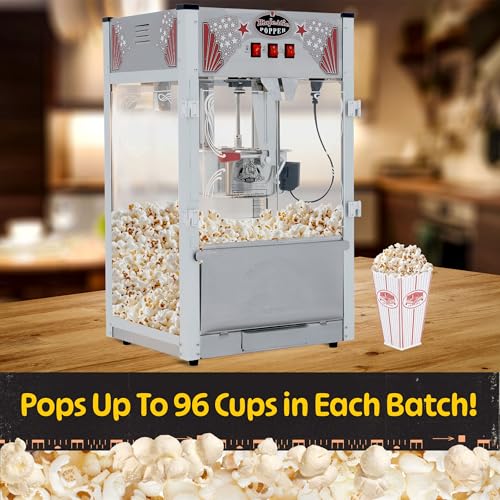 Majestic Popcorn Machine - 16oz Stainless Steel Kettle Makes up to 96 Cups - Electric Popcorn Popper Machine with Scoop, Measuring Cups, Serving Bags and Buckets by Superior Popcorn Company