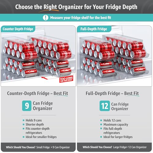 Sorbus Soda Can Organizer for Refrigerator Stackable Can Holder Dispenser with Lid for Fridge, Pantry, Freezer – Holds 12 Cans Each, BPA-Free, Clear Design, (2-Pack)