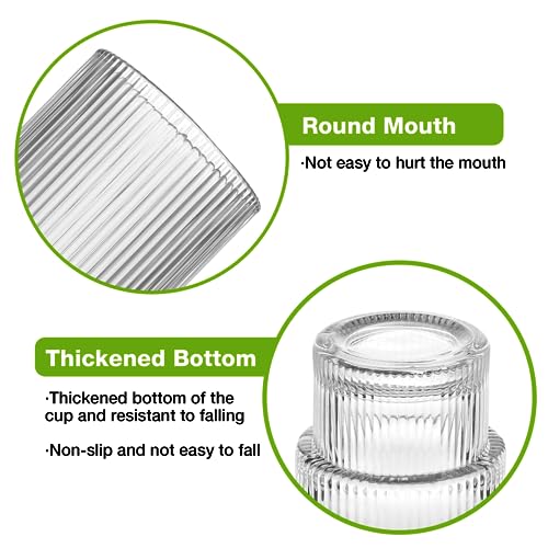 Qipecedm 6 Pack Ribbed Drinking Glasses, 16 oz Vintage Glass Cups, Highball Glasses, Premium Iced Coffee Glasses, Clear Glass Tumbler, Cocktail Glasses, Elegant Glassware for Water Juice Whiskey Beer