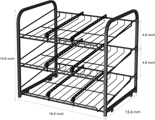 AIYAKA Can Rack Organizer, 3 Tier Stackable Can Storage Dispenser,for Food Storage, Kitchen or Pantry, Storage for 36 Cans, Black