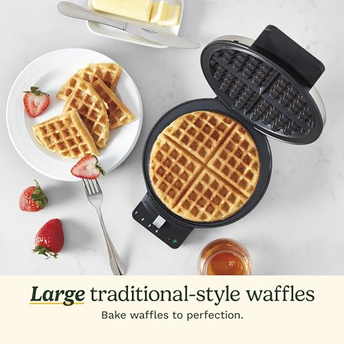 Cuisinart Waffle Maker, 1250W Round Classic Waffle Iron, 5-Setting Adjustable Browning Control, WMR-CAP2, Brushed Stainless