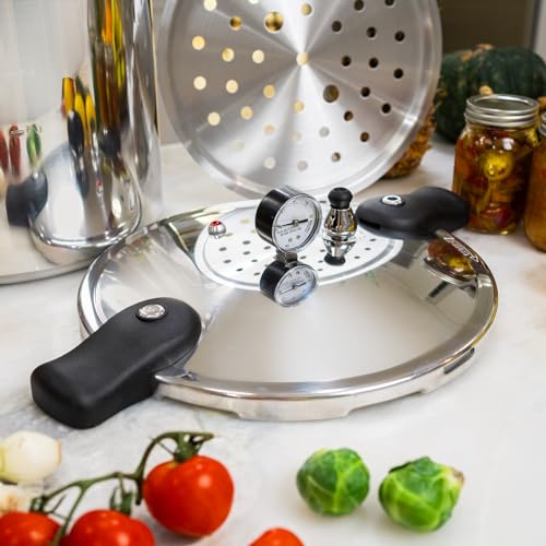 Barton 22-Quart Pressure Canner Pressure Cooker with Pressure Gauge with Rack, Induction Compatible, Steam Canner Polished 22 QT Stovetop Pot Meat, Poultry & Vegetables