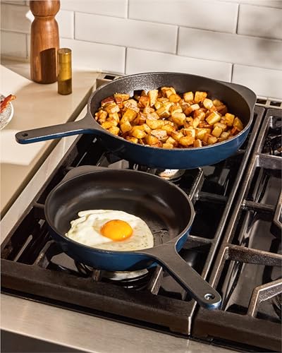 Caraway Cast Iron Skillet - 8” Enameled Cast Iron Pan With 3 Layer Enamel Coating - No Seasoning Required - Compatible With All Stovetops - Free From Forever Chemicals - Charcoal