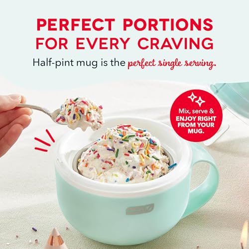 Dash My Mug Ice Cream Maker - Makes Single Serving of Gelato, Frozen Yogurt, Sorbet & More - Easy to Clean & Use - Aqua, 1 Bowl
