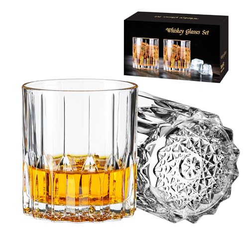 Ocean ice Whiskey Glasses, Bourbon Glass 11 oz, Whiskey Glasses Set of 2, Old Fashioned Glasses, Whisky Glass Sets, Rocks Glasses for Bourbon, Scotch, Cognac, Cocktails Dishwasher Safe Christmas