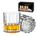Ocean ice Whiskey Glasses, Bourbon Glass 11 oz, Whiskey Glasses Set of 2, Old Fashioned Glasses, Whisky Glass Sets, Rocks Glasses for Bourbon, Scotch, Cognac, Cocktails Dishwasher Safe Christmas