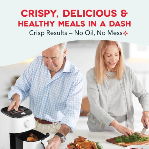 Dash Tasti-Crisp™ Air Fryer - AirCrisp® Technology - Compact Design with Adjustable Temperature Control - Nonstick Fry Basket & Auto Shut-Off Feature - 2.6 Quarts - White