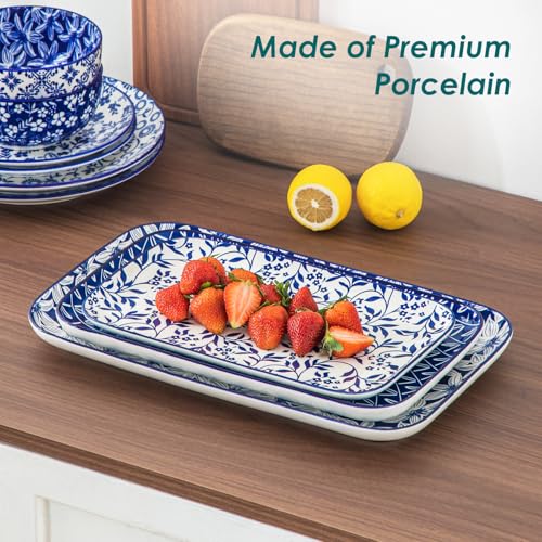 vancasso Porcelain Serving Trays for Party, Serving Platters Set of 3,Serving Dishes for Entertaining, Ceramic Party Trays and Platters for Serving Food, 16"/14"/12" Inch, Series SELENE