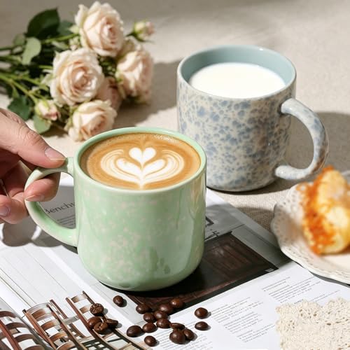 MONITO 12 OZ Coffee Mugs Set of 4, Modern Ceramic Coffee Mugs Set with handle for Tea/Latte/Cappuccino/Milk/Cocoa.