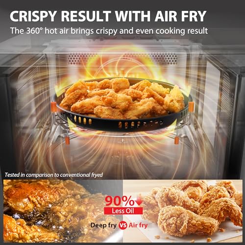 TOSHIBA Air Fryer Combo 8-in-1 Countertop Microwave Oven, with Convection, Broil, Odor Removal Mode, 12.4" Position Memory Turntable, Child-Lock, 1.0 Cu.ft, Black Stainless Steel, ML2-EC10SA(BS)