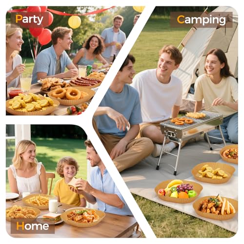Air Fryer Paper Liners, 125Pcs Parchment Paper, Air Fryer Liners Disposable for Microwave, Non-Stick Air Fryer Liner Square Free of Bleach (8IN)