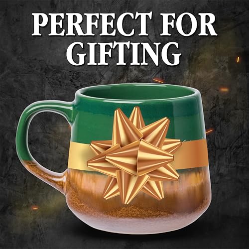 Silver Buffalo Lord of The Rings Elven Text High Gloss Reactive Glaze Tapered Pottery Mug,14 Ounces