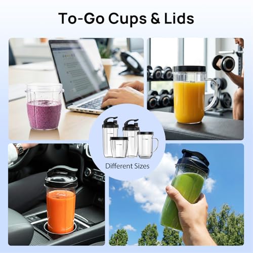 Consciot CB10 16Pcs Personal and Countertop Blender Combo, Coffee and Spice Grinder, Make Shakes and Smoothies, Frozen Drinks, Baby Food, Spreads & More, 4 Portable BPA Free To-Go Cups, 900 Peak Watt