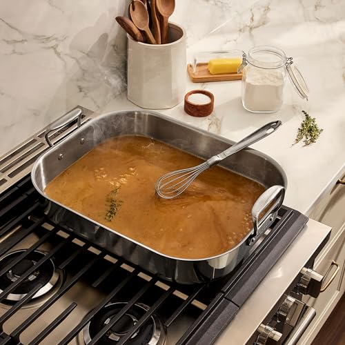 All-Clad Specialty Stainless Steel Roaster with Rack 14x18 Inch Oven Broiler Safe 600F Roaster Pan, Pots and Pans, Bakeware, Silver