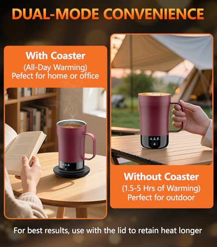 Self-Heating Coffee Mug, 14oz Heated Coffee Mug - Rechargeable Temperature Control Coffee Mug Keep Coffee Hot, Smart Mug Great Gift for Coffee Lovers & Slow Sippers