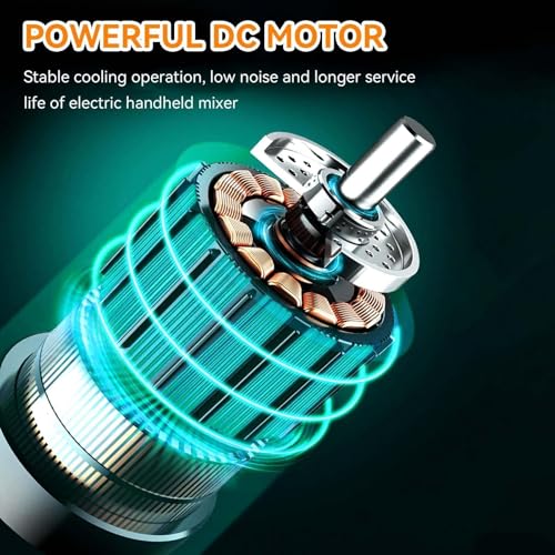 Cordless Hand Mixer, Electric Hand Whisk Portable Egg Beater Handheld Egg Beater Electric Handheld 4 Speed Adjustable Mini Hand Mixer Electric Mixer, USB Charing, 1500mah(White)