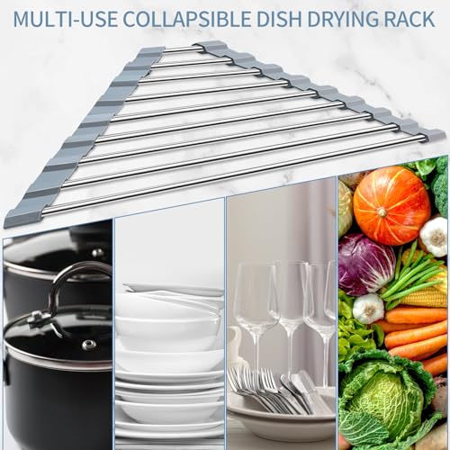 SMLBJUTE Triangle Roll-Up Dish Drying Rack