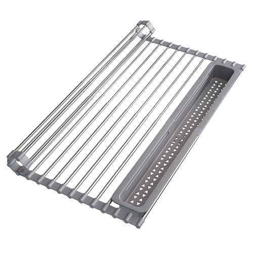 JASIWAY Roll Up Dish Drying Rack for Kitchen Sink with Utensil Holder