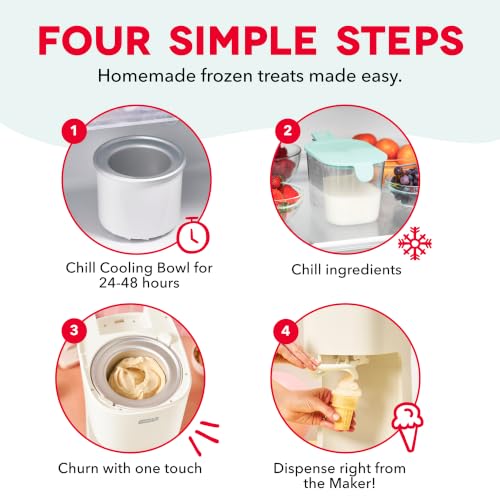 Dash Soft Serve Ice Cream Maker | Frozen Yogurt, Sorbet, and Gelato - Countertop Ice Cream Machine for Home with Freezer Bowl, Ingredient Chute, & Dispensing Lever - Includes 4 Serving Bowls & Spoons