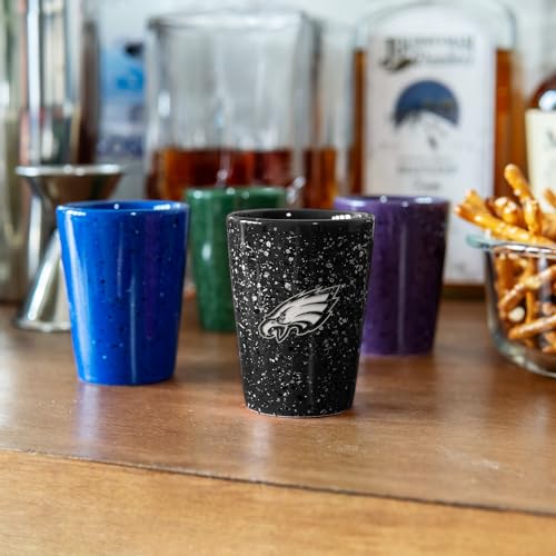 Rico Industries NFL Football Philadelphia Eagles 2oz Ceramic Shot Glass for Fans, Laser Engraved In Team Color Single Shot Glass