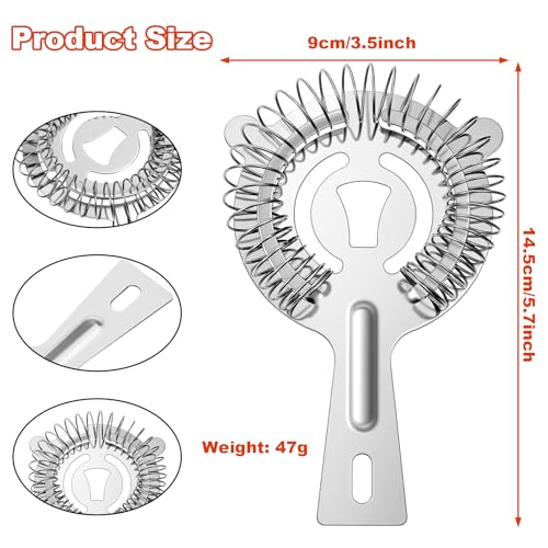 Afcabakila 16 Pcs Bar Bartender Strainer, 2 Prong Cocktail Strainer Bulk, Stainless Steel Drink Cocktail Strainers, Silver Shaker Ice Bar Shelf or Bartenders Mixologists Drinking Water Filtering