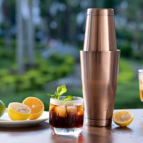 ETENS Boston Cocktail Shaker Antique Copper, Cocktail Shaker Tins Weighted, Bar Shaker Set Bartender Shakers for Bartending - Martini Shaker Stainless Steel Drink Mixer | Bar Tools Metal Shaking Tin