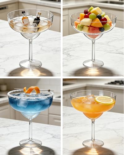 ZYFLSIYU 36 oz Large Plastic Margarita Glasses Set of 2, Clear Party Cups