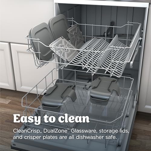 Ninja Crispi DualZone 6-in-1 Glass Air Fryer | With Nontoxic, 2x 4qt Containers & Lids | Microwave, Freezer, Dishwasher Safe | 450°F Max Temp | 1785 Watt | Cyberspace | DD101BL1