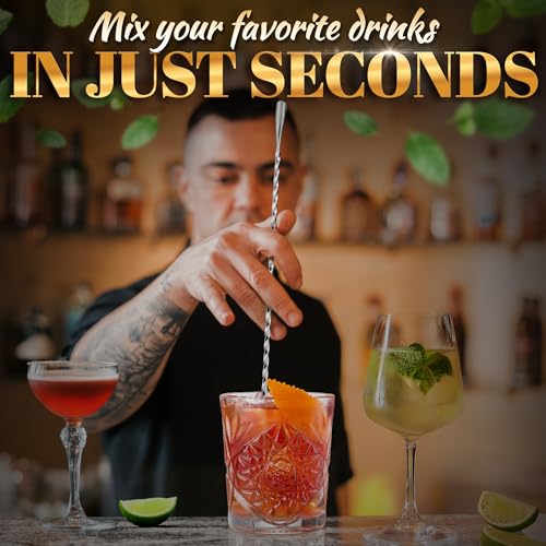 4 Pcs Bar Spoon Cocktail Mixing – 12'' Long Stainless Steel Cocktail Stirrers with Polished Surface – Home Bars, Coffee & Dirty Soda Bar Supplies, Practical Gift for Drink Mixing Lovers | Sugar Spoon