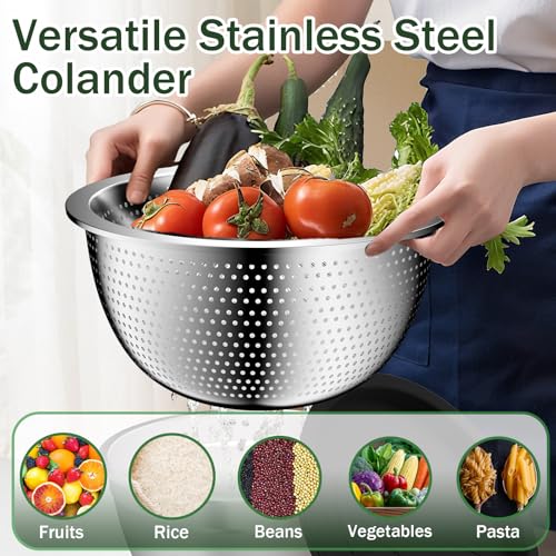 Nicdiet Mixing Bowls with Lids Set, 16PCS Stainless Steel Mixing Bowls,Nesting Storage Bowls for Kitchen with Mixing Bowl, Colander, Strainer & Grater, Metal Salad Bowl for Kitchen Gadgets, Black