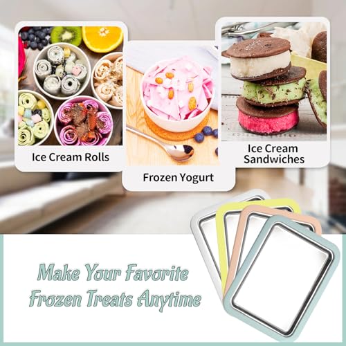 Rolled Ice Cream Maker, Instant Ice Cream Maker, Instant Gelato Pan/Roll, Homemade DIY for Fun Parent-Child Activities Families Mint Green