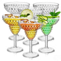 ZOOFOX 6 Pack Plastic Margarita Glasses, 11oz Stemmed Cocktail Glasses, Reusable Shatterproof Margarita Glasses, Unique Bar Glasses for Martini, Frozen Daiquiri, Tropical Summer Parties