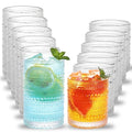 Moretoes Hobnail Drinking Glasses Set of 12, 12 Oz Highball Glasses & 10 Oz Cocktail Glasses, Clear Embossed Boho Glass Cups Kitchen Bar Tumbler Glassware Set for Whiskey, Beer, Juice, Milk