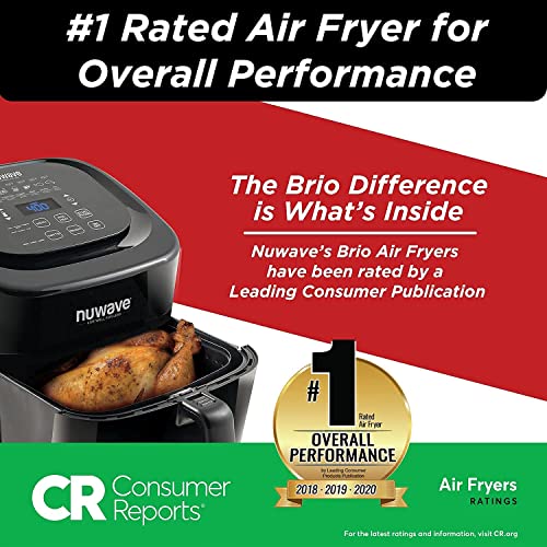 Nuwave 6-quart Brio Healthy Digital Air Fryer with One-Touch Digital Controls, 6 Preset Menu Functions & Removable Divider Insert (Renewed)