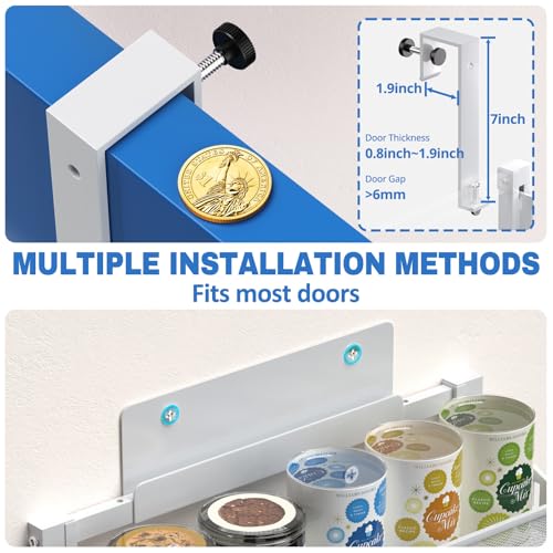 coobest 8-Tier Over the door Spice Rack Organizer, Large Heavy Duty Metal Wall Mount or Over The Door, 2 in 1 Rust-Proof Hanging Storage Shelf for Kitchen Pantry, Bathroom, Laundry Room, Closet