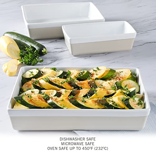 MARTHA STEWART 3-Piece Oven to Table Stoneware Bakeware Set – Baking Dish & Casserole Set – Grey – Durable Oven-Safe Bakeware for Baking and Serving