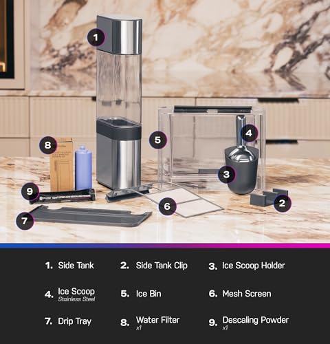 GE Profile Opal Ultra, Countertop Nugget Ice Maker, 1 Gal XL Side Tank, *Amazon Exclusive*, 38 lbs/Day, Pebble Pellet Crushed Ice Machine, WiFi Stainless Steel