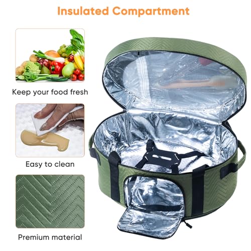 Insulated Slow Cooker Carrying Bag for 6-8 Quart CrockPot and Hamilton Beach Slow Cooker with See-thought Window, Portable Carrier Case with Adjustable Band and Accessory Pocket