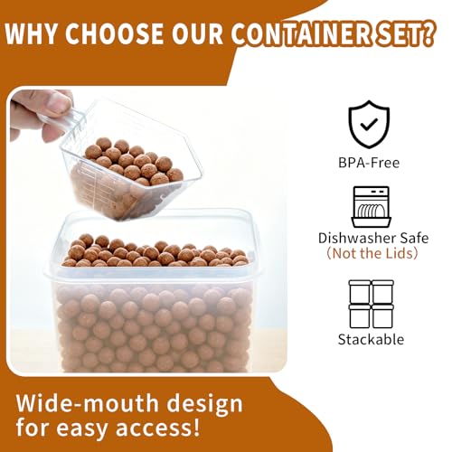 Flour Sugar Storage Containers, 10 Pack Large Airtight Food Storage Containers with Lids for Kitchen Pantry Organization and Storage, BPA Free Plastic Canisters Sets for Cereal, Rice and Baking