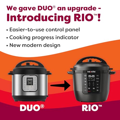 Instant Pot 6QT RIO 7-in-1 Multi-Cooker, Pressure Cooker, Slow cook, Sauté, Steam, Rice Maker, Yogurt, & Warmer, Black, 6 Quarts