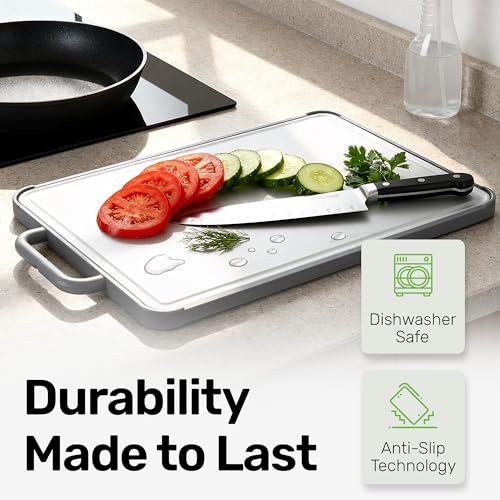 Chopzilla XL Titanium Cutting Board, Food Safe Double Sided PP and Titanium Cutting Boards for Kitchen with Etched-In Ruler for Meats, Vegetable Chopping, Dishwasher Safe - 15.75" x 10.5" (1 Pk)